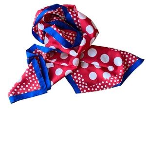 Monique Martin Red, Blue with White Polka Dot Scarf